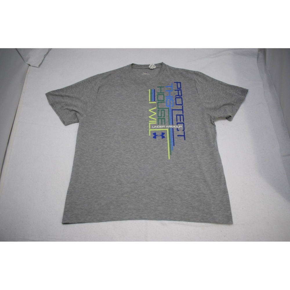 Under Armour Gym‎ Shirt Gray HeatGear Performance Short Sleeve Mens 2XL XXL